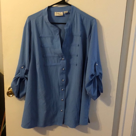 Tops Baby Blue Military Blouse Poshmark